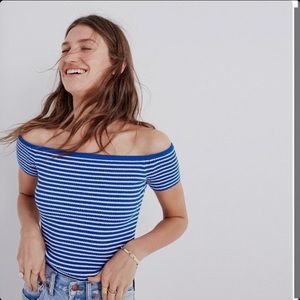 Madewell striped off shoulder sweater